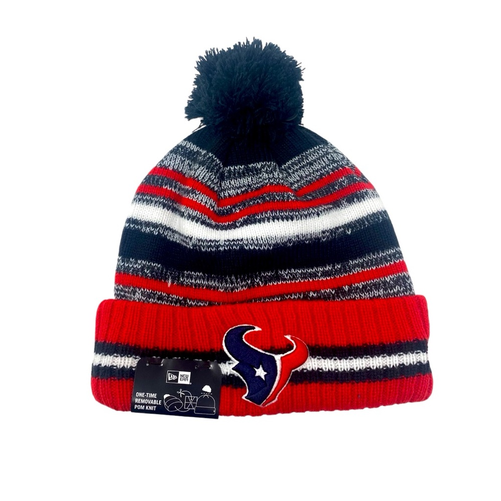 New Era NFL Houston Texans Unisex Adult Spor Knit Classic Cuffed Pom Beanie Hat